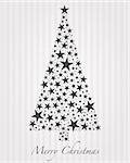 Christmas tree from gray stars and text