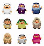 cartoon Arabian people icons