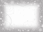 white snowflakes over grey frame background with feather center