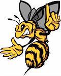 Cartoon Vector Image of a Hornet or Bee with Hands and Wings