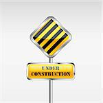 Under Construction Yellow Sign. Vector Illustration EPS8