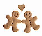 Homemade Gingerbread man cookies isolated on white background