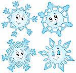 Cartoon snowflakes collection 1 - vector illustration.