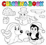 Coloring book wintertime animals 3 - vector illustration.