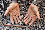 Detail of dirty hands - blacksmith