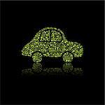 Green Car Icon. Pollution Concept. Go Green. Vector Illustration.