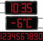 Vector Red Digital Clock and Thermometer