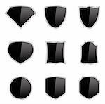 Vector set of black shields