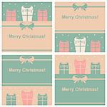 set of 4 cute christmas cards