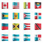 Set of detailed flags as textile ribbon tags