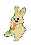 A funny little rabbit eating a     carrot.