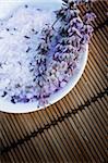 Spa setting with lavender flower and bath salt