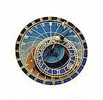 Astronomical clock in Prague isolated on the white background