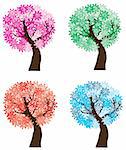 Vector illustration of set of season trees