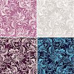 Set gentle seamless floral pattern with vintage curls (vector EPS10)