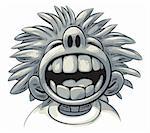 Cute crazy boy with big teeth and wild hair style is laughing out loud. Also available as a Vector in Adobe illustrator EPS format, compressed in a zip file. The different graphics are all on separate layers so they can easily be moved or edited individually