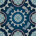 vector seamless paisley pattern in blue
