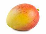 Single ripe mango isolated on white background