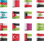 Set of detailed flags as textile ribbon tags