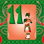 Vector Illustration Card for the 12 days of Christmas. Eleven Pipers Piping.