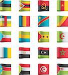 Set of detailed flags as textile ribbon tags