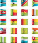 Set of detailed flags as textile ribbon tags