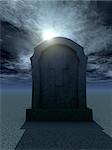 gravestone with christian cross at night - 3d illustration