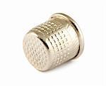 Silver thimble isolated on white background