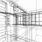 abstract design sketch of modern building interior