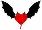 Demon heart with horns and bat wings