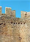 Walls of ancient acropolis at Lindos, Rhodes Island (Greece)