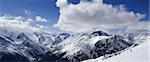 Panoramic view. Ski resort. Caucasus Mountains, Dombay.