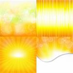 4 Orange And Yellow Backgrounds, Vector Illustration