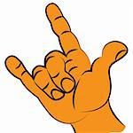 Victory fist hand held high two finger for protest or gesture symbol of rock music .