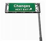 Super high resolution 3D render of freeway sign, next exit... Changes!