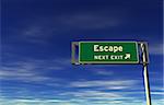 Super high resolution 3D render of freeway sign, next exit... Escape!