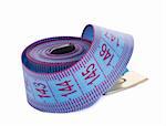 blue measuring tape curtailed into a roll