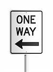 Isolated One Way black and white rectangular board