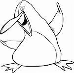 cartoon illustration of happy emperor penguin coloring page
