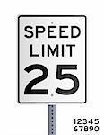 Speed limit road sign with post and different numbers for edit the vector yourself