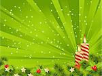 Christmas card green background with decoration. Vector illustration.