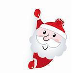 Cute retro Santa holding blank sign - vector Illustration.