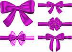 Vector set of violet gift ribbons with bows for card and decorations