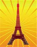 silhouette de la tour Eiffel sur fond orange radiant