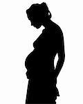 silhouette of pregnant woman on a white background