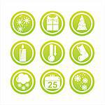 set of 9 green christmas signs