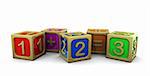 3d illustration of wooden blocks with numbers