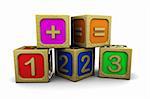 3d illustration of wooden numbers blocks