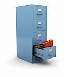 3d illustration of searching folder in drawer