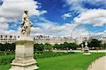 Sculptures in famous Tuileries Garden (Jardin des Tuileries) near Louvre museum in Paris, France